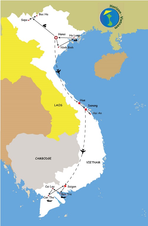 carte du circuit visage du vietnam