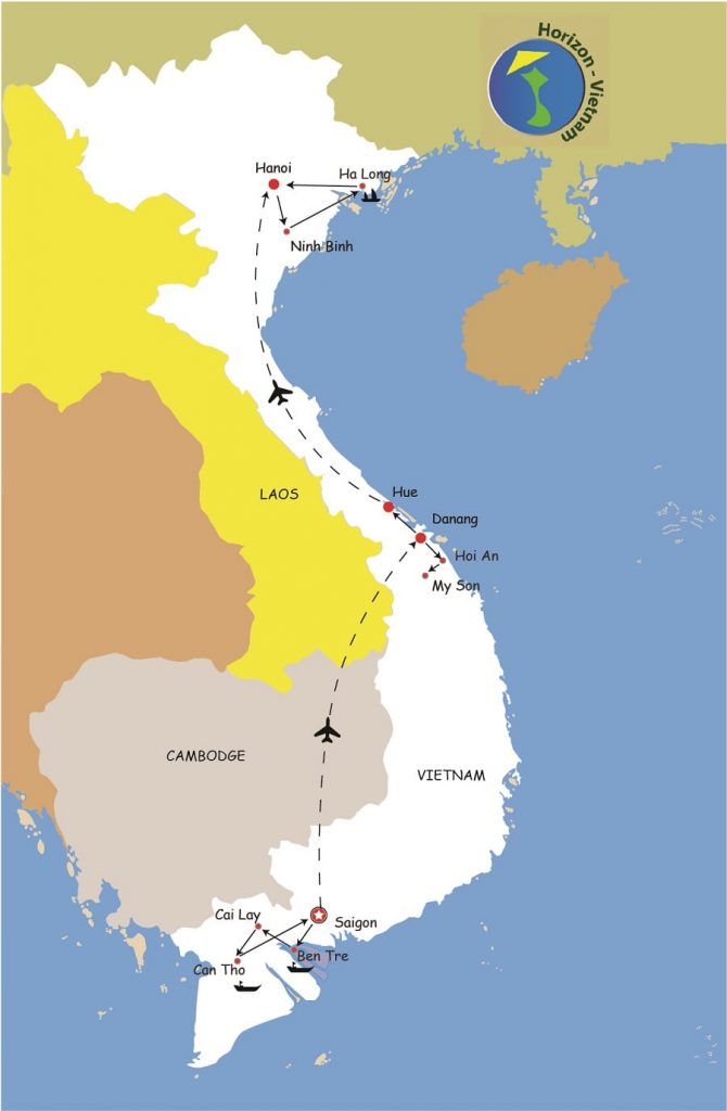 carte du circuit vietnam son charme cachee