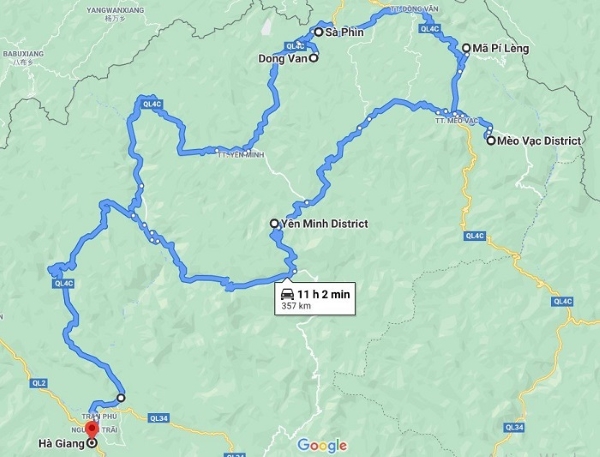 mapa del bucle hagiang